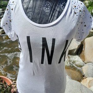NWT PINK Victoria's Secret Embellished Sleeve T-Shirt.